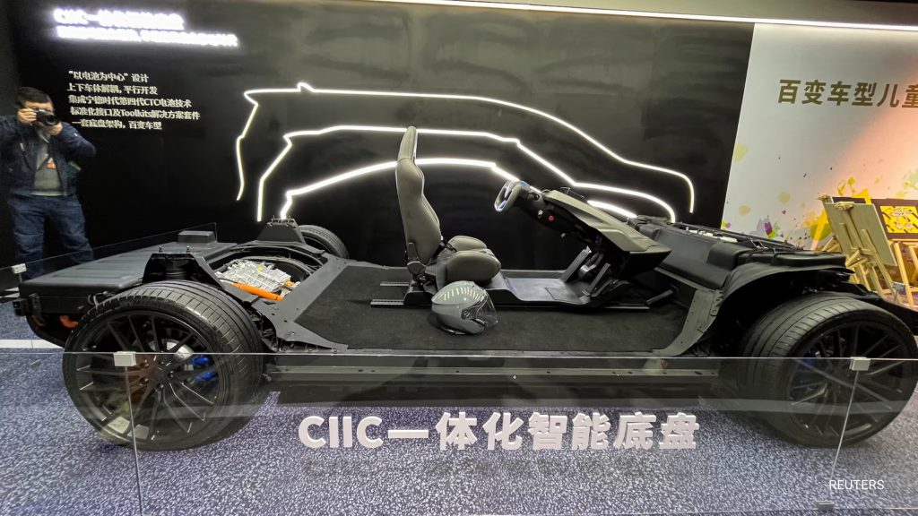 China's CATL, launched a new EV chassis that it says can withstand a 120-kph (75-mph) frontal impact without catching fire or exploding