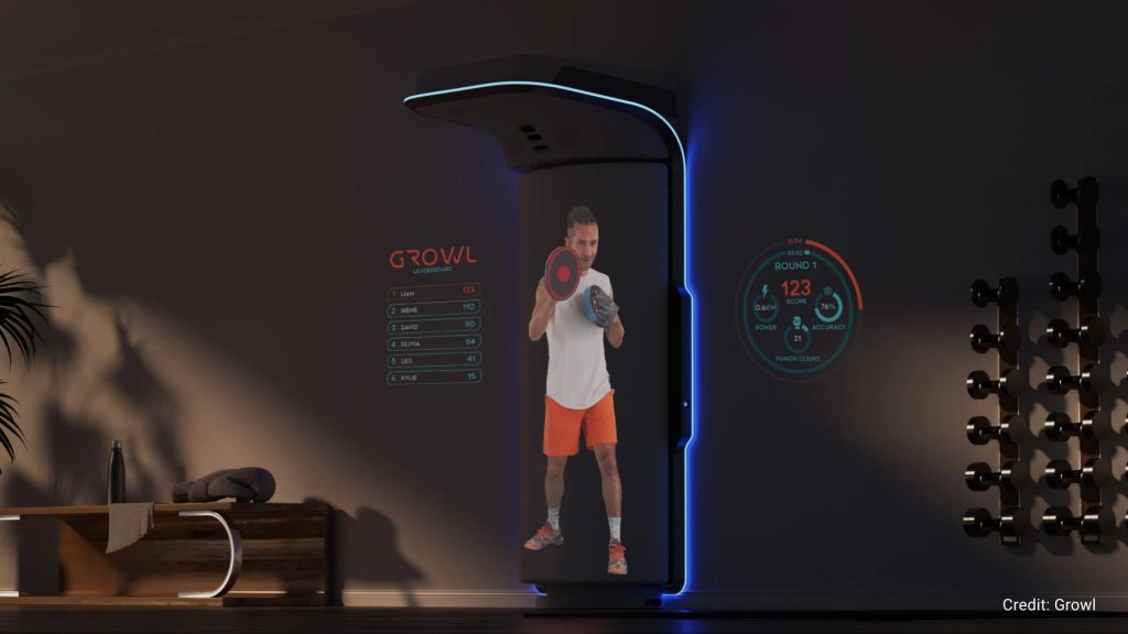 Growl, is set to change home workouts by offering a gamified boxing experience, featuring a “wall-mounted boxing bag,”