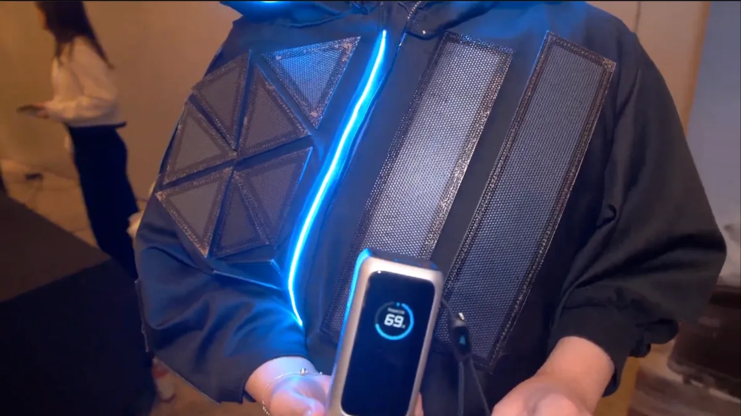 SolarPowered Phone Charging Jacket Inside