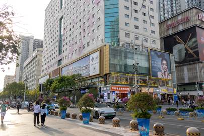 Shenzhen, China- 11 April 2025: View of Huaqiangbei in Shenzhen, the world's biggest electronic market, where you can find a variety of components, gadgets, and deals.